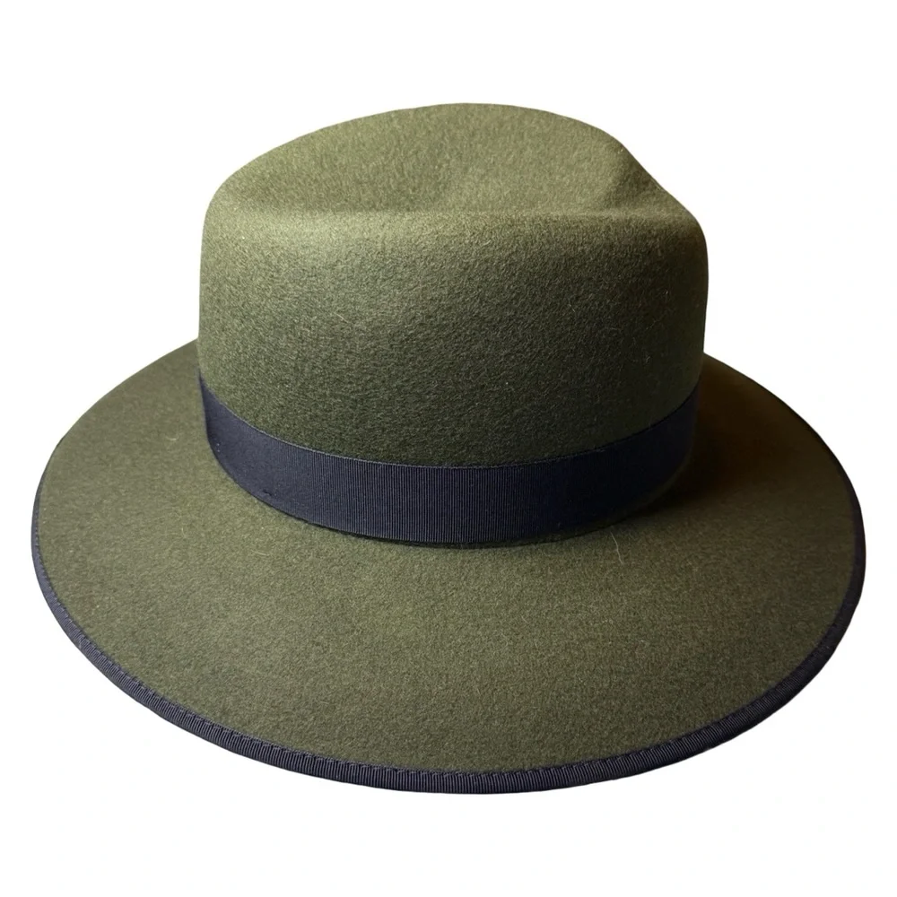 rag & bone Olive Green Wool Wide Brim Hat • Size M • Made in Spain - Picture 3 of 11